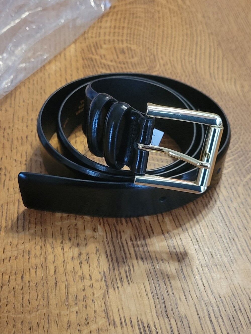 J. Crew Wide Spazzolato Leather Rollerball Buckle Belt - black - Picture 5 of 11